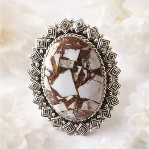 NWT White Horse German Silver Ring Size 9 Vintage Western Statement Large